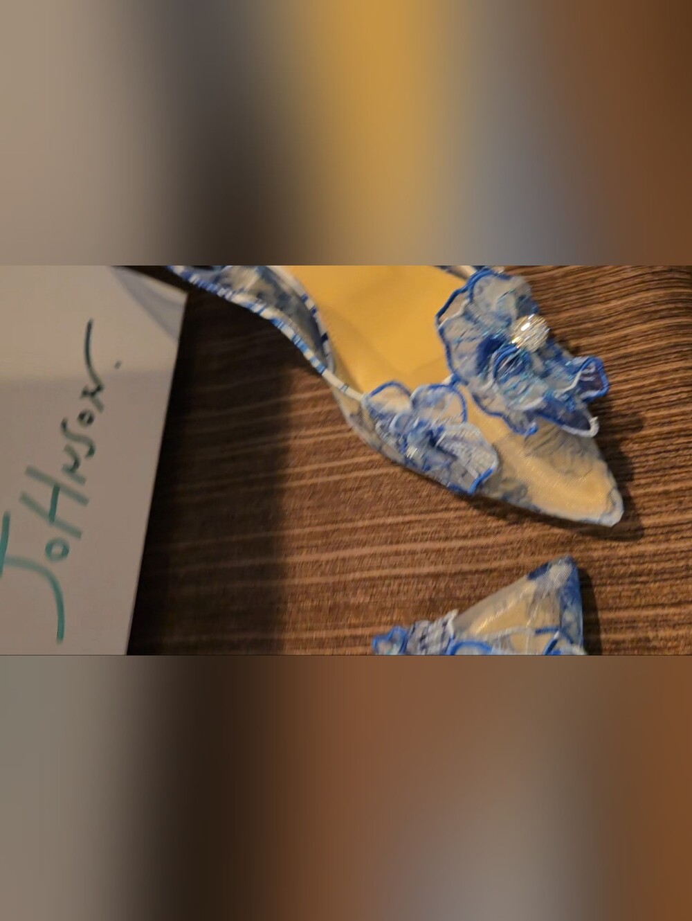 NWT Betsey Johnson Petra WHT/BLU FLORALEmbellished Slingback Heels, Size 9.5 - Picture 16 of 16